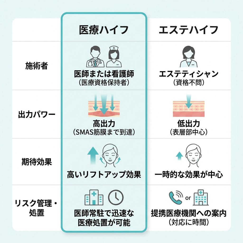 エステサロンと比較した医療ハイフの特徴