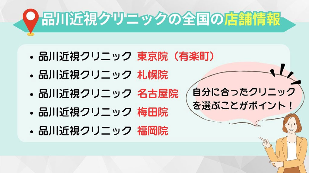 品川近視クリニックの全国の店舗情報