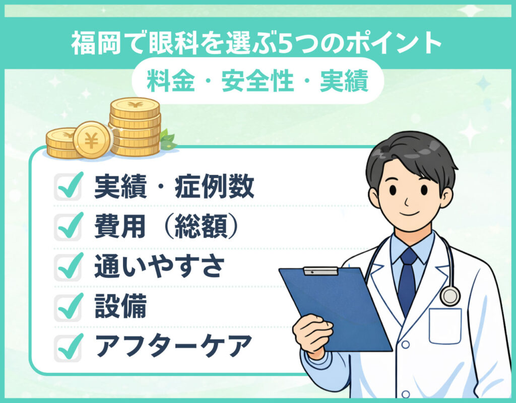 福岡で眼科を選ぶ5つのポイント【料金・安全性・実績】