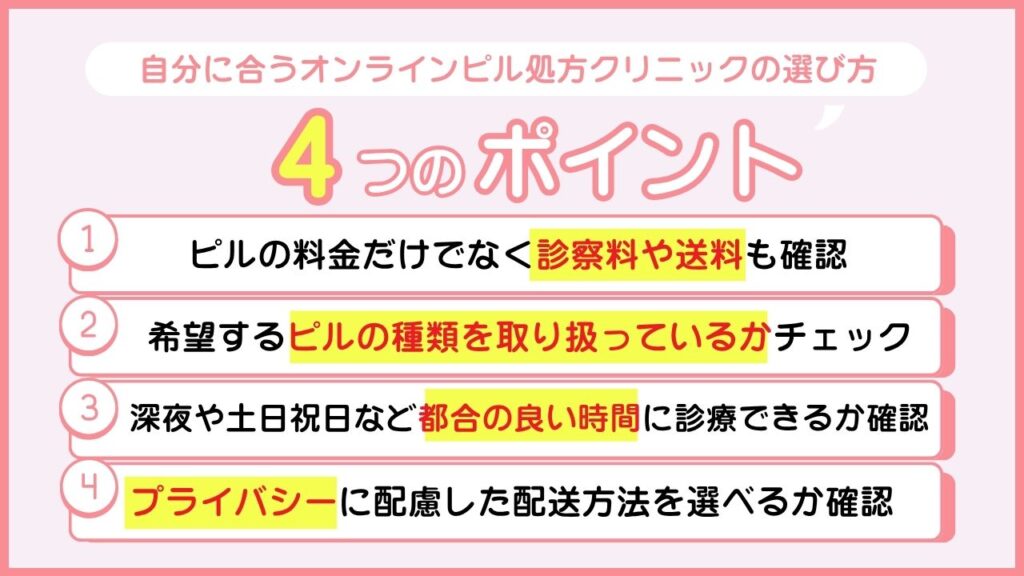 自分に合うオンラインピル処方クリニックの選び方4つのポイント