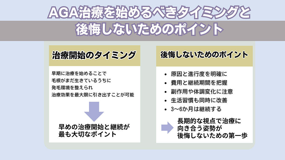 AGA治療を始めるべきタイミングと後悔しないためのポイント