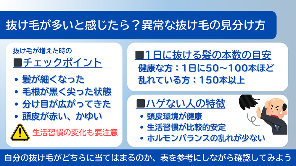抜け毛が多いと感じたら?異常な抜け毛の見分け方