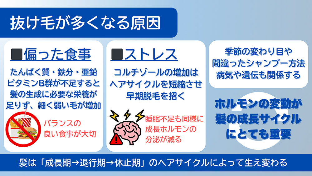 抜け毛が多くなる原因