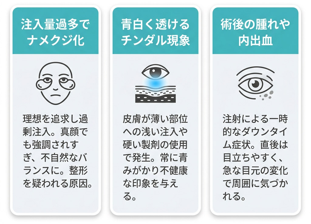 目の下のヒアルロン酸で起こりやすい3つのトラブル