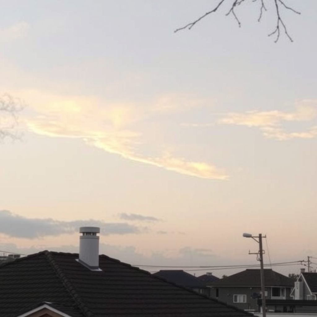 夕方の静かな住宅地の空とやわらかな雲